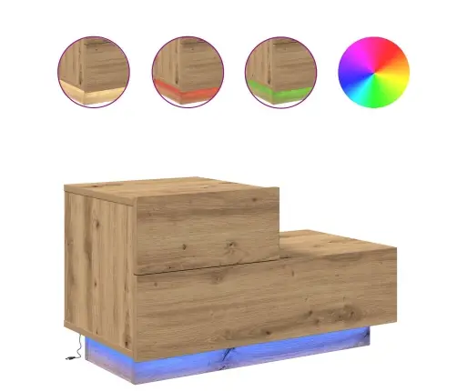 Naktsgaldiņš Ar Led Gaismām, Amatnieka Ozols 100X36X49 Cm Vidaxl