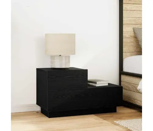 Naktsgaldiņš Ar Led Gaismām, Melna Ozola 70X36X40.5 Cm Vidaxl