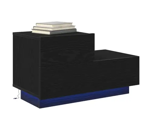 Naktsgaldiņš Ar Led Gaismām, Melna Ozola 70X36X40.5 Cm Vidaxl