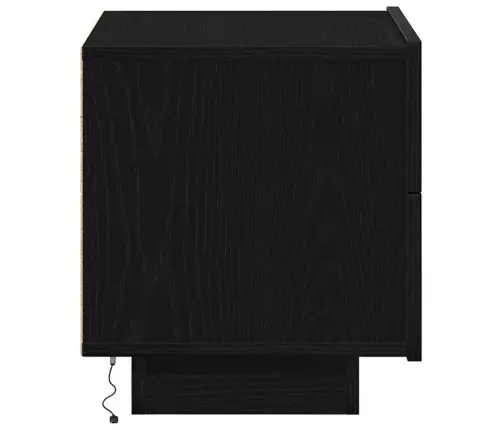 Naktsgaldiņš Ar Led Gaismām, Melna Ozola 70X36X40.5 Cm Vidaxl