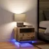 Naktsgaldiņš Ar Led Gaismām Vecs Koks 40X39X37 Cm Vidaxl