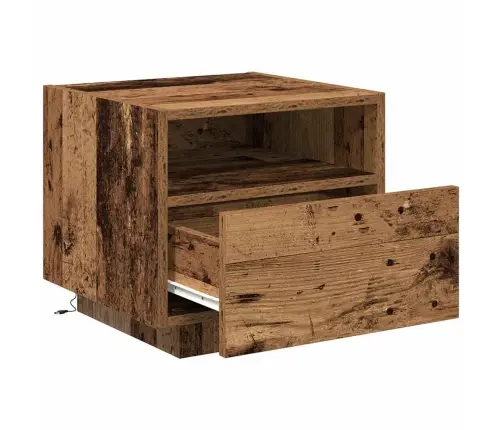Naktsgaldiņš Ar Led Gaismām Vecs Koks 40X39X37 Cm Vidaxl