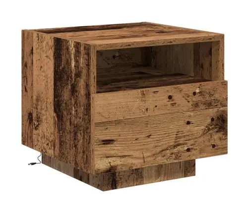 Naktsgaldiņi Ar Led Gaismām 2 Gab. Vecs Koks 40X39X37 Cm Vidaxl