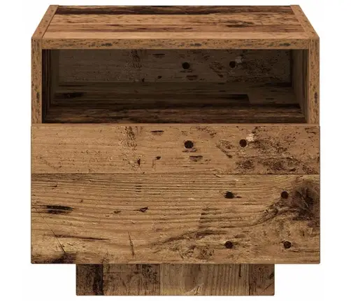 Naktsgaldiņi Ar Led Gaismām 2 Gab. Vecs Koks 40X39X37 Cm Vidaxl