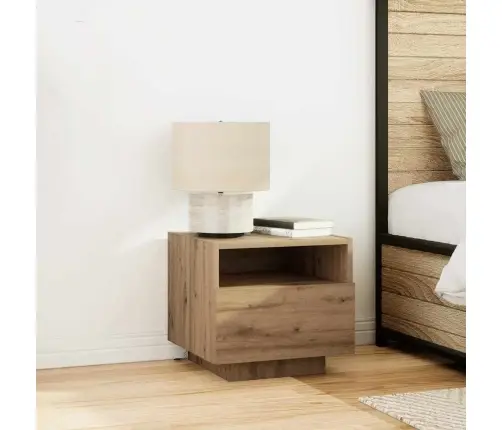 Naktsgaldiņš Ar Led Apgaismojumu, Amatnieku Ozols 40X39X37 Cm Vidaxl