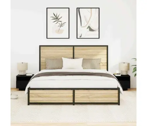 Naktinis Staliukas 2 Pcs Juoda Ąžuolo 40 X 39 X 37 Cm