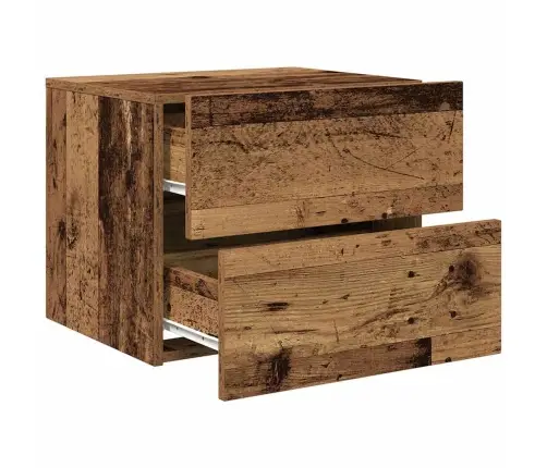 Naktsgaldiņš Ar Led, Pie Sienas Montējams, Vecs Koks 50X39X41 Cm Vidaxl