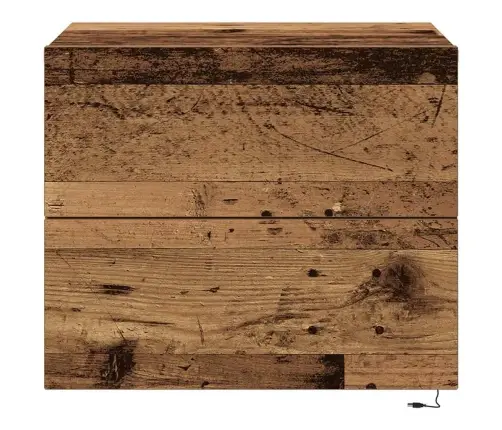 Naktsgaldiņš Ar Led, Pie Sienas Montējams, Vecs Koks 50X39X41 Cm Vidaxl