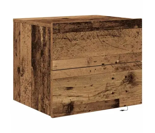 Naktsgaldiņš Ar Led, Pie Sienas Montējams, Vecs Koks 50X39X41 Cm Vidaxl