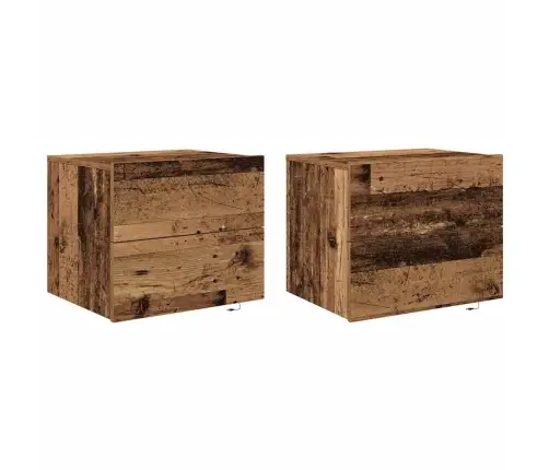 Seinale Kinnitatav Öökapp 2 Pcs Vana Puit 50 X 39 X 41 Cm