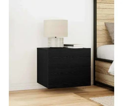 Naktsgaldiņi Ar Led Gaismām Pie Sienas 2 Gabali Melns Ozols Vidaxl