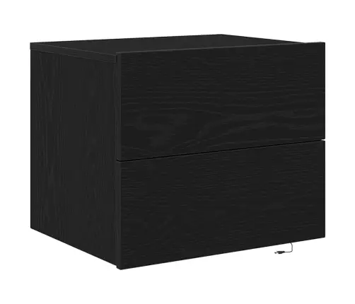 Naktsgaldiņi Ar Led Gaismām Pie Sienas 2 Gabali Melns Ozols Vidaxl