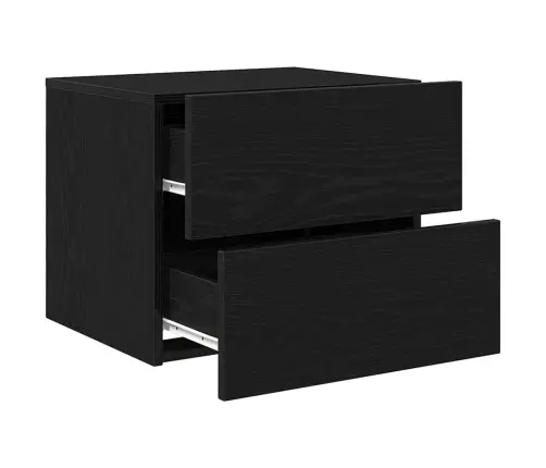 Naktsgaldiņi Ar Led Gaismām Pie Sienas 2 Gabali Melns Ozols Vidaxl