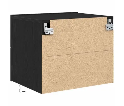 Naktsgaldiņi Ar Led Gaismām Pie Sienas 2 Gabali Melns Ozols Vidaxl