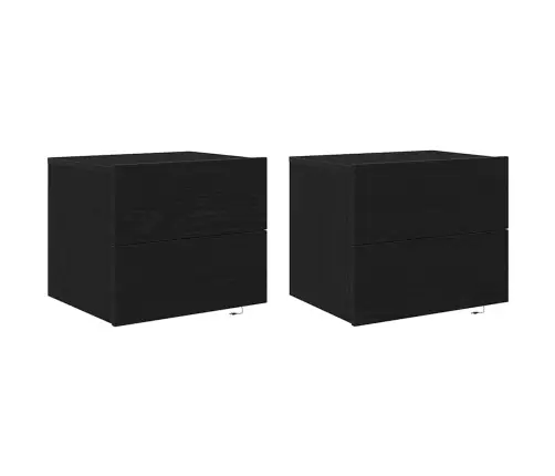 Naktsgaldiņi Ar Led Gaismām Pie Sienas 2 Gabali Melns Ozols Vidaxl