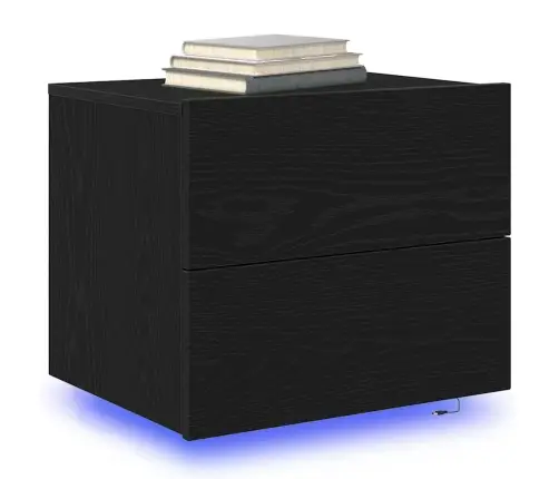 Naktsgaldiņi Ar Led Gaismām Pie Sienas 2 Gabali Melns Ozols Vidaxl