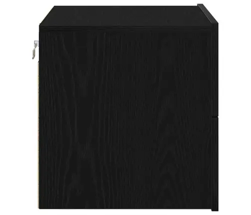 Naktsgaldiņi Ar Led Gaismām Pie Sienas 2 Gabali Melns Ozols Vidaxl