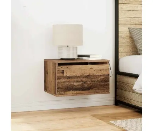 Naktsgaldiņi Ar Led Gaismām 2 Gab. Sienā Montējami Vecs Koks Vidaxl