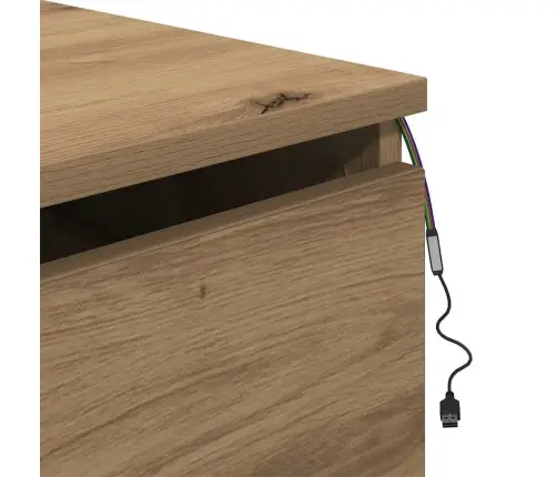 Naktsgaldiņš Ar Led, Piestiprināms Pie Sienas, Mākslīgais Ozols 50X36X30 Cm Vidaxl Naktsgaldiņš Ar Led, Piestiprināms Pie Sienas, Mākslīgais Ozols 50X36X30 Cm Vidaxl