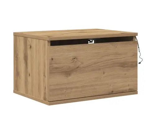 Naktsgaldiņš Ar Led, Piestiprināms Pie Sienas, Mākslīgais Ozols 50X36X30 Cm Vidaxl Naktsgaldiņš Ar Led, Piestiprināms Pie Sienas, Mākslīgais Ozols 50X36X30 Cm Vidaxl