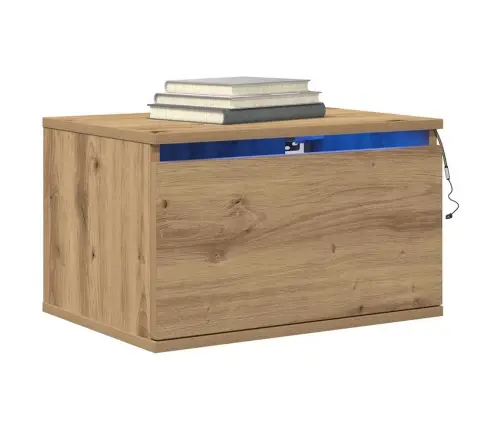 Naktsgaldiņš Ar Led, Piestiprināms Pie Sienas, Mākslīgais Ozols 50X36X30 Cm Vidaxl Naktsgaldiņš Ar Led, Piestiprināms Pie Sienas, Mākslīgais Ozols 50X36X30 Cm Vidaxl