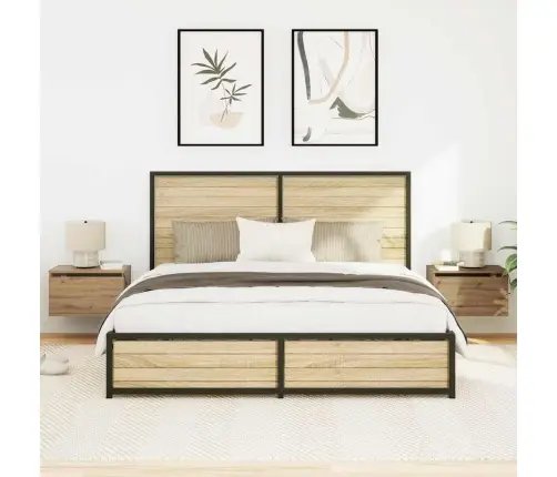 Sieninis Naktinis Staliukas Su Stalčių 2 Pcs Amatininkų Ąžuolas