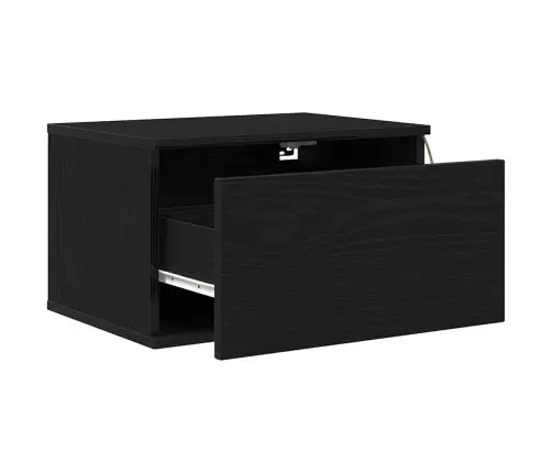 Naktsgaldiņš Ar Led Pie Sienas Montējamu Melno Ozolu 50X36X30 Cm Vidaxl