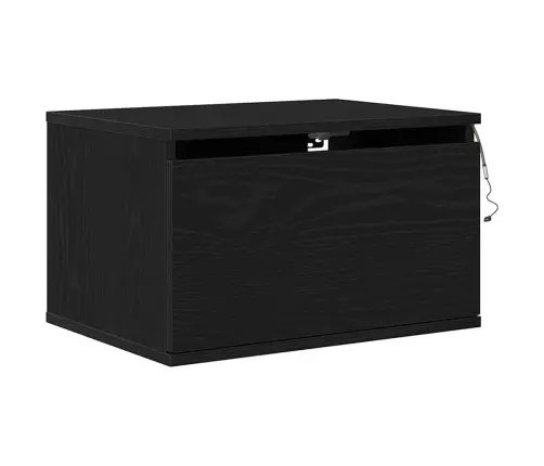 Naktsgaldiņš Ar Led Pie Sienas Montējamu Melno Ozolu 50X36X30 Cm Vidaxl