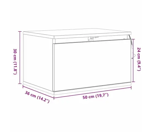 Naktsgaldiņš Ar Led Pie Sienas Montējamu Melno Ozolu 50X36X30 Cm Vidaxl
