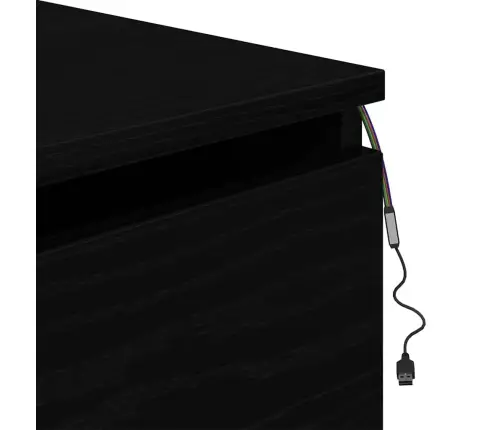 Naktsgaldiņi Ar Led Gaismām 2 Gab. Pieskrūvējami Melnā Ozola Krāsā Vidaxl