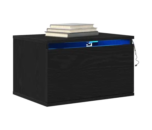 Naktsgaldiņi Ar Led Gaismām 2 Gab. Pieskrūvējami Melnā Ozola Krāsā Vidaxl