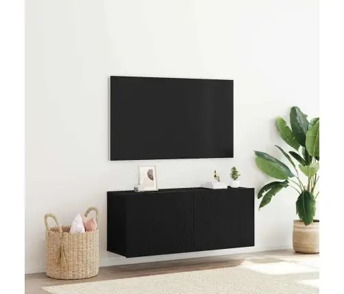 Tv Sienas Skapis Melns Ozols 100X30X41 Cm Inženierijas Koks Vidaxl