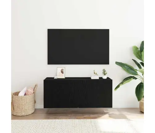 Tv Sienas Skapis Melns Ozols 100X30X41 Cm Inženierijas Koks Vidaxl