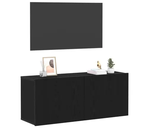 Tv Sienas Skapis Melns Ozols 100X30X41 Cm Inženierijas Koks Vidaxl