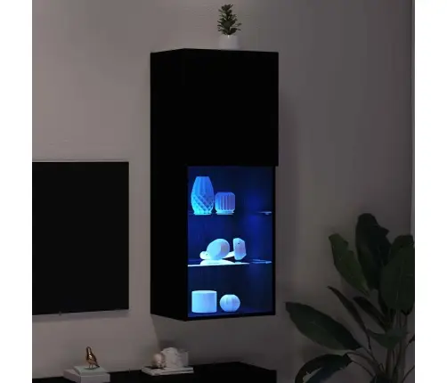 Tv Skapītis Ar Led Gaismām Melnā Ozola Krāsā 40,5X30X102 Cm Vidaxl