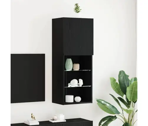Tv Skapītis Ar Led Gaismām Melnā Ozola Krāsā 40,5X30X102 Cm Vidaxl