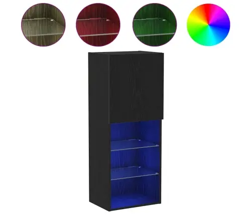 Tv Skapītis Ar Led Gaismām Melnā Ozola Krāsā 40,5X30X102 Cm Vidaxl