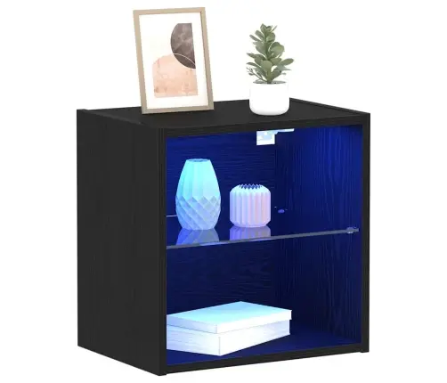 Led-Valgustusega Rippriiul Must 40 X 28,5 X 40 Cm Tehispuit