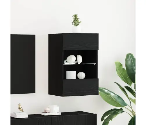 Led Tv Skapītis Melnā Ozolkoka Krāsā 40X30X60,5Cm Inženierijas Koks Vidaxl