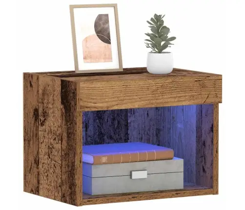 Sienas Skapis Ar Led Gaismām Veco Koku 40X30X30 Cm Vidaxl