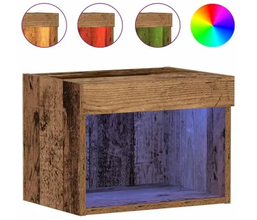 Sienas Skapis Ar Led Gaismām Veco Koku 40X30X30 Cm Vidaxl