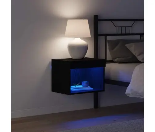 Sienas Skapis Ar Led Apgaismojumu Melnas Ozola Krāsā 40X30X30 Cm Vidaxl