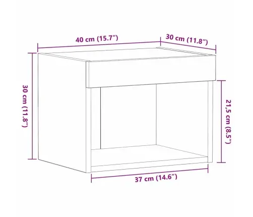 Sienas Skapis Ar Led Apgaismojumu Melnas Ozola Krāsā 40X30X30 Cm Vidaxl