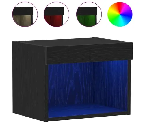 Sienas Skapis Ar Led Apgaismojumu Melnas Ozola Krāsā 40X30X30 Cm Vidaxl