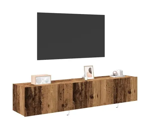 Tv Sienas Skapji Ar Led Apgaismojumu 2 Gabali Vecs Koks 80X35X31 Cm Vidaxl