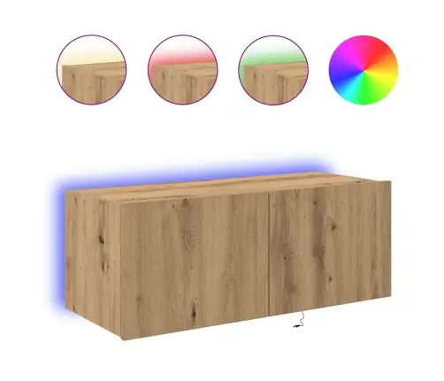 Tv Sienas Skapis Ar Led Apgaismojumu Artisan Oak 80X35X31 Cm Vidaxl