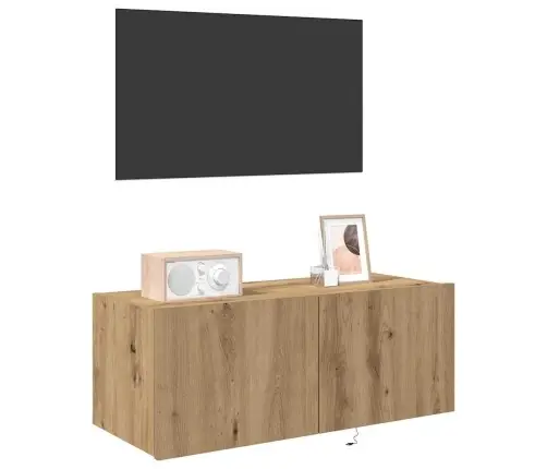 Tv Sienas Skapis Ar Led Apgaismojumu Artisan Oak 80X35X31 Cm Vidaxl