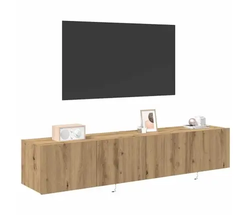 Tv Sienas Skapji Ar Led Gaismām 2 Gabali Artisan Ozola 80X35X31 Cm Vidaxl