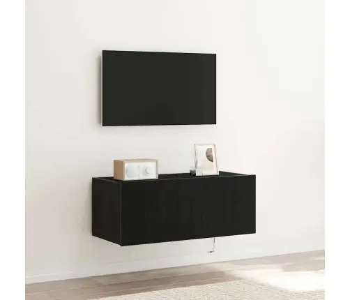 Tv Sienas Skapītis Ar Led Apgaismojumu Melnā Ozolā 80X35X31 Cm Vidaxl Tv Sienas Skapītis Ar Led Apgaismojumu Melnā Ozolā 80X35X31 Cm Vidaxl