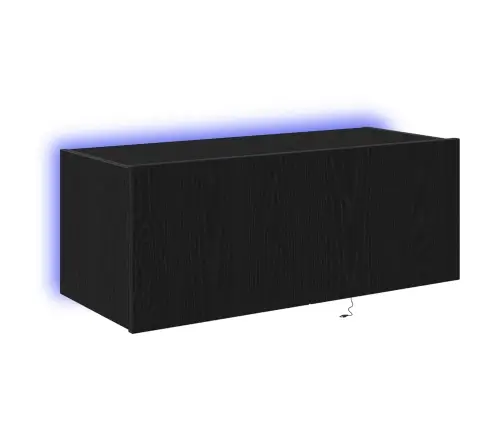 Tv Sienas Skapītis Ar Led Apgaismojumu Melnā Ozolā 80X35X31 Cm Vidaxl